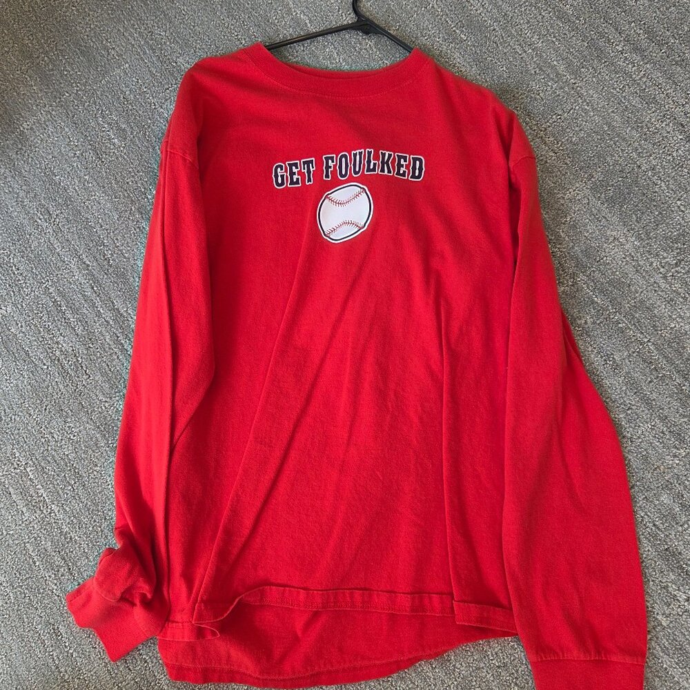Boston Red Sox Foulke #29 “Get Foulked” Red Long Sleeve Shirt XL